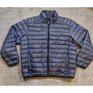 Hawke & Co Mens Packable Duck Down Quilted Puffer Jacket Size XXL 2XL Black Whit